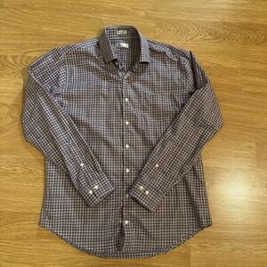 Peter Millar Shirt Men's Large Multicolor Plaid Cotton/Spandex Stretch Preppy